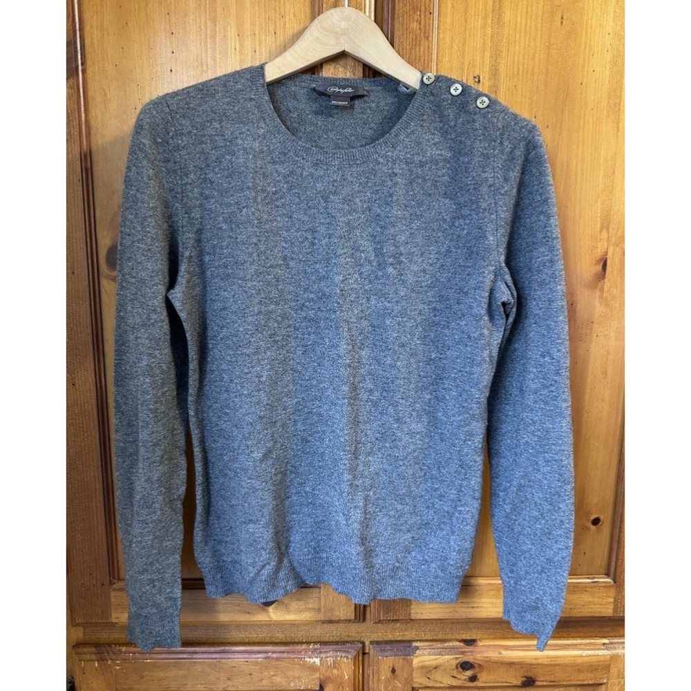 Christopher Fischer Women's M Cashmere Long Sleeve Sweater Gray Button Wool Warm